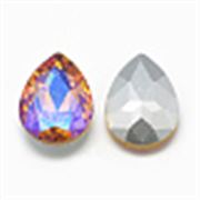 Teardrop Glass Faceted Cabochon Gold AB 14x10x5mm Each