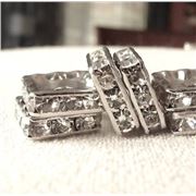 Chinese Squaredelles 8mm Crystal/Platinum Hole 1mm.ea.