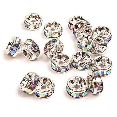 Chinese Rondelles 8mm Crystal AB/Silver ea.