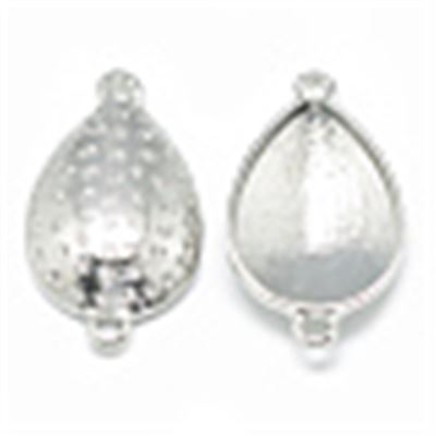 Connector Rhinestone Setting Alloy Ant. Silver Teardrop fits14x10mm each