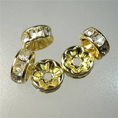 Chinese Rondelles 8mm Crystal/Gold ea.