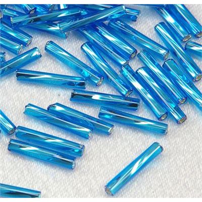 Bugle Twist Aqua Silver Lined 12mm - Minimum 12g