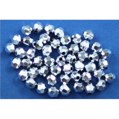 Plastic Hex Silver Metallic 4mm - Minimum 8g