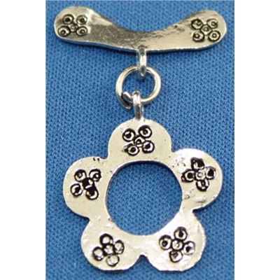 Flower Toggle Clasp Sterling Silver  ea