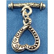 Decorative Heart Toggle Sterling Silver  ea