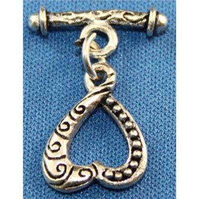 Decorative Heart Toggle Sterling Silver  ea