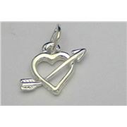 Charm Heart & Arrow Sterling Silver  ea