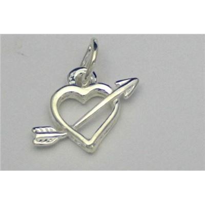 Charm Heart & Arrow Sterling Silver  ea