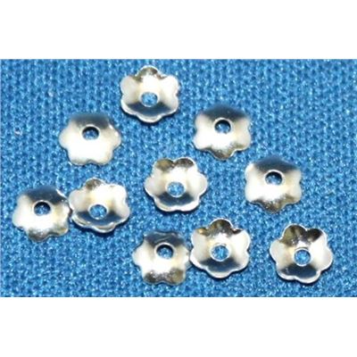 Bead Cap Flower Silver 4mm ea