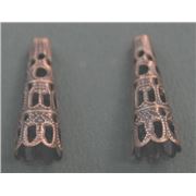 Bead Cap Filigree Cone End Antique Copper 23x9mm ea