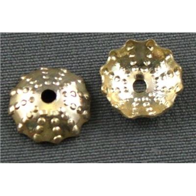 Bead Cap Punched Metal Round Gold 9mm ea