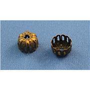 Bead Cap Filigree Bell Shape Antique Brass 9x6mm ea