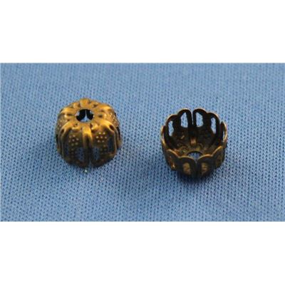 Bead Cap Filigree Bell Shape Antique Brass 9x6mm ea