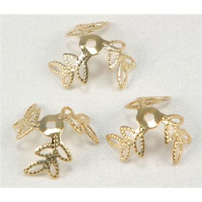 Bead Cap Large 3 Leaf 12mm Gold  ea