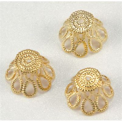 Bead Cap Tulip Gold 9mm ea