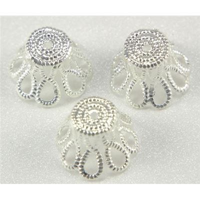 Bead Cap Tulip Filigree Silver 9mm ea