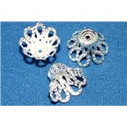 Bead Cap Tulip Filigree Silver 12mm ea