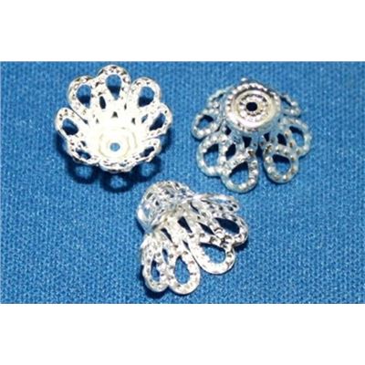 Bead Cap Tulip Filigree Silver 12mm ea