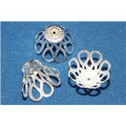 Bead Cap Tulip Filigree Silver 17mm ea