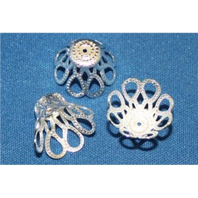 Bead Cap Tulip Filigree Silver 17mm ea