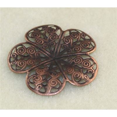 Charm Large Filligree Flower Antique Copper 30mm ea