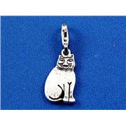 Charm Clip-On Cat Antique Silver 15mm each