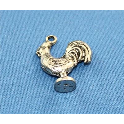 Charm Rooster Antique Silver 20mm each