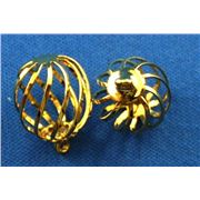 Charm Twisted Bead Cage Gold 14mm each