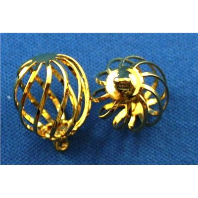 Charm Twisted Bead Cage Gold 14mm each