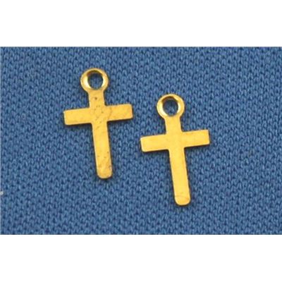 Charm Cross Stamping Gold 10mm each