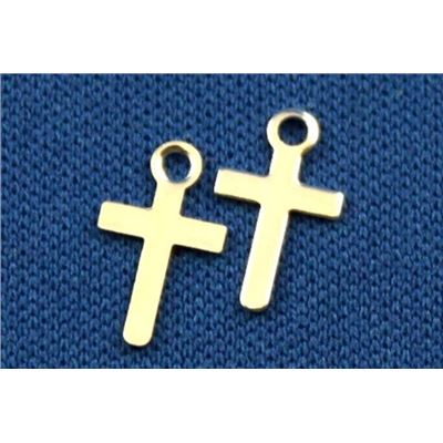 Charm Cross Stamping Silver 10mm each