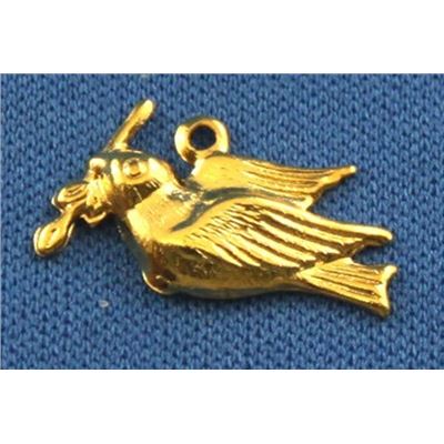 Charm Dove Stamping Gold 10mm each