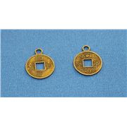 Charm Circle w/ Cut Out Square Antique Bronze 14mm ea