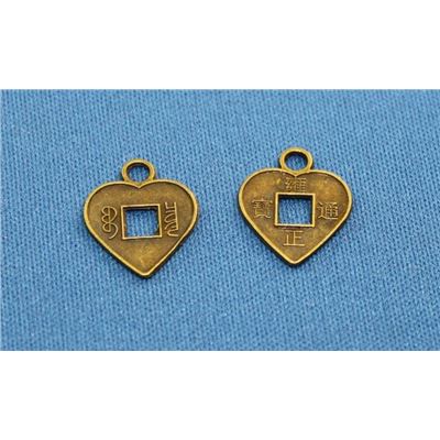 Charm Heart w/ Square Cut Out Antique Brass 14mm ea
