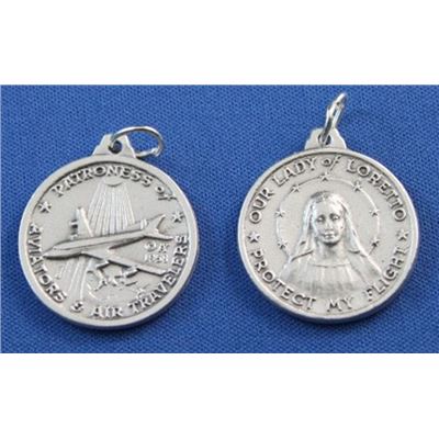 OL Loreto Medal Antique Silver 25mm ea