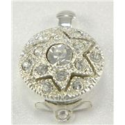 Clasp 1 Row Crystal Star Silver 13mm ea