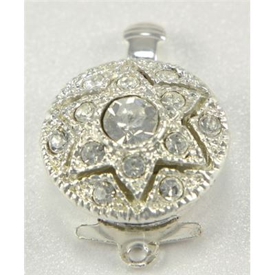 Clasp 1 Row Crystal Star Silver 13mm ea
