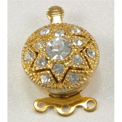 Clasp Crystal Star 3 Strand Gold 13mm ea