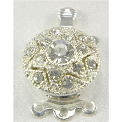 Clasp Crystal Star 3 Strand Silver 13mm ea
