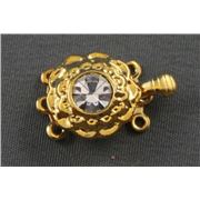Clasp Rose Crystal 3 Strand Gold 13mm ea