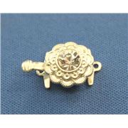 Clasp Rosette Crystal 1 Row Silver 13mm ea