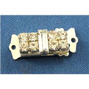 Clasp Rectangle Crystal 1 Row Silver 20x8mm ea
