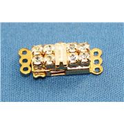 Clasp Rectangle Crystal 3 Strand Gold 20x8mm ea