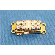 Clasp Rectangle Crystal 2 Strand Gold 20x8mm ea