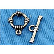 Clasp - Toggle Banded Antique Silver 9mm ea