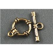 Clasp - Toggle Banded Antique Gold 9mm ea