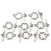 Clasp - Toggle  Flower Antique Silver 19x15mm ea