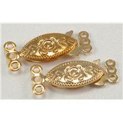 Clasp Oval 3 Strand Gold 18mm ea