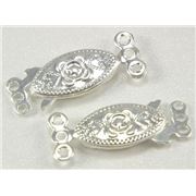 Clasp Oval 3 Strand Silver 18mm  ea