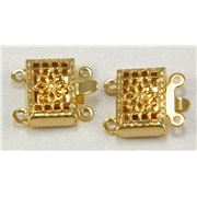 Clasp Square 2 Strand with Flower Gold 12x11mm ea
